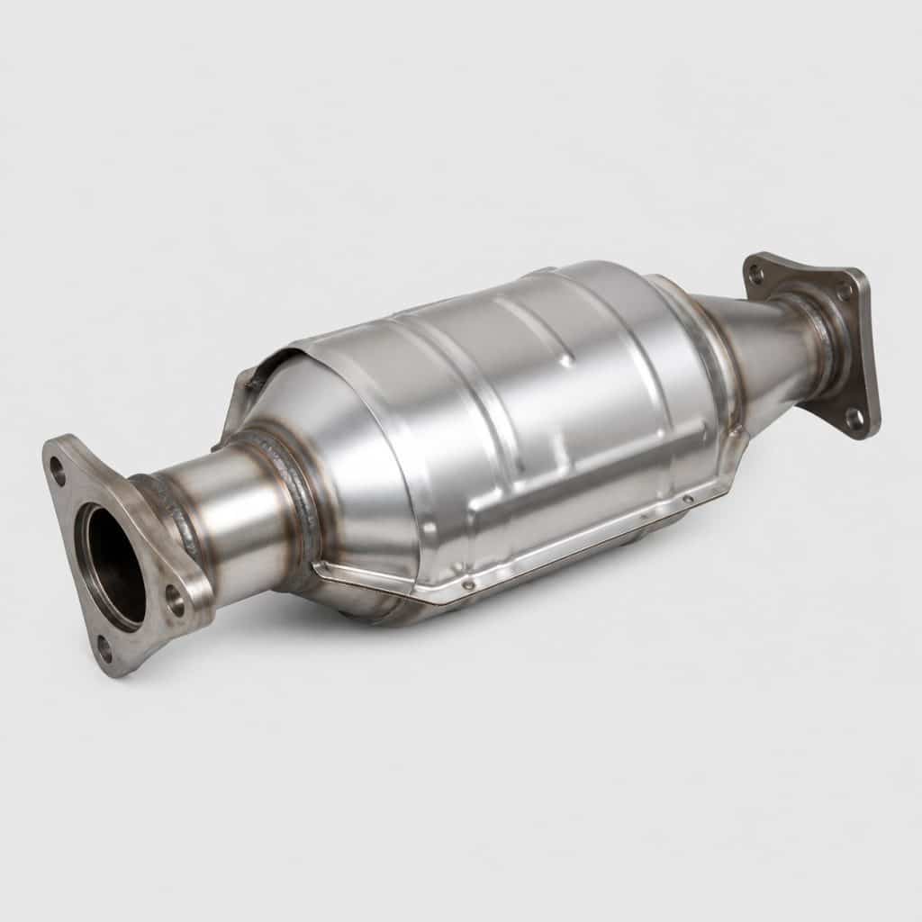 Catalyseur pour moteur essence de petite cylindrée présenté seul sur fond neutre