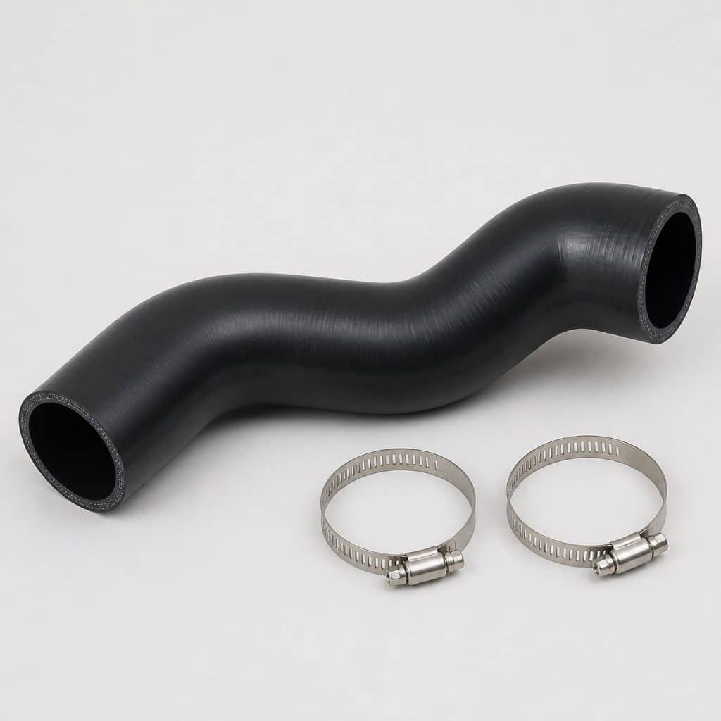 Durite d'admission d'air en silicone présentée avec ses colliers